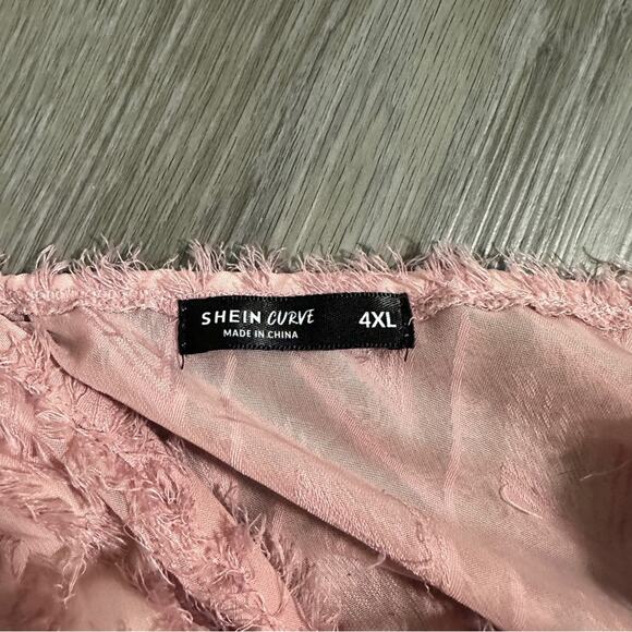 SHEIN Pink Feather Fringe Tie‎ Open Front Long Sleeve Mini Dress Size 4XL - Picture 5 of 9